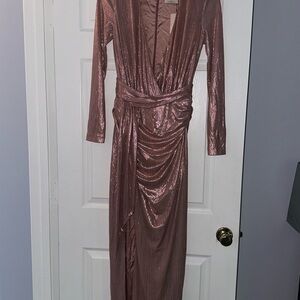 HOUSE OF CB Elegant Pink Metallic Gown